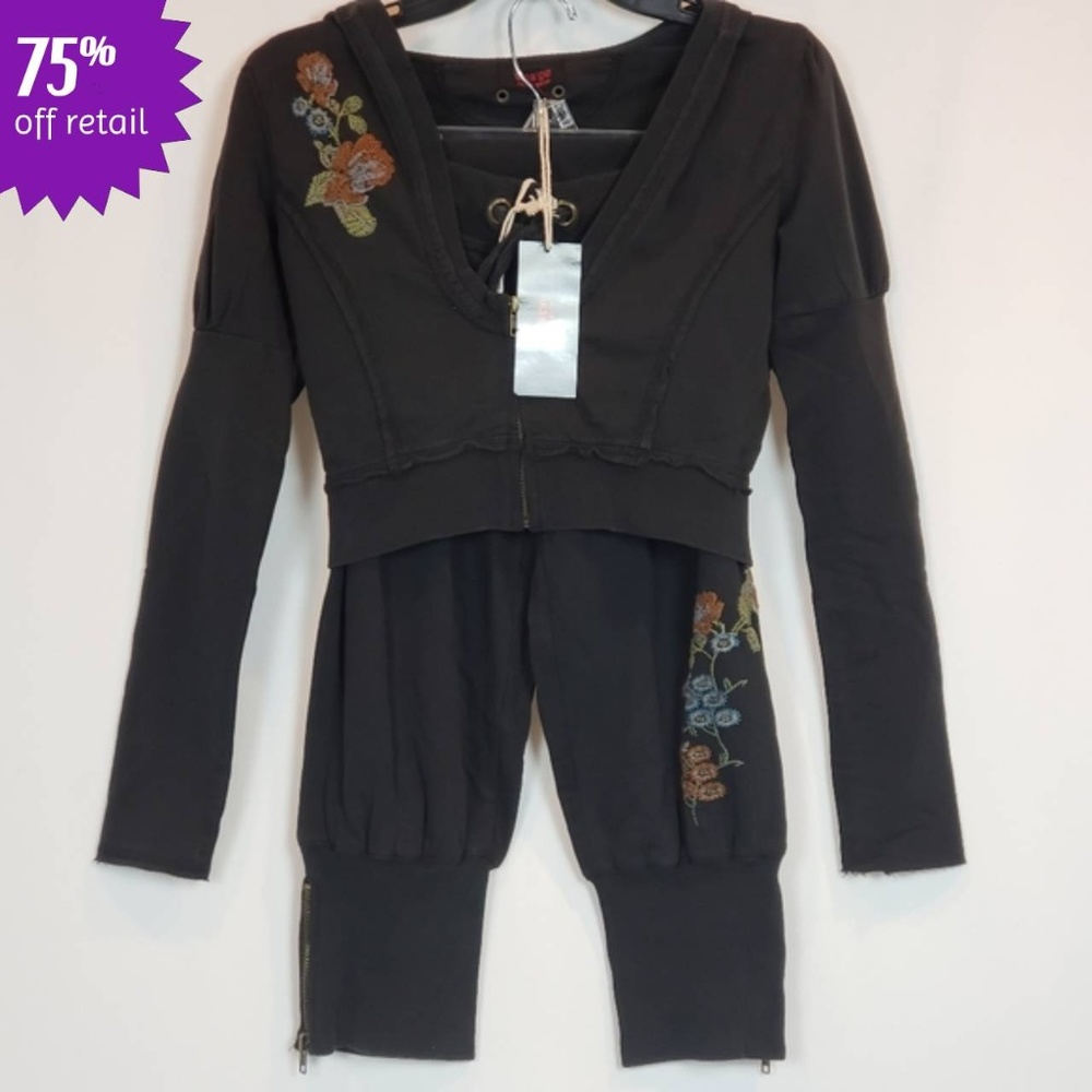 Tokyo Denim Bank Crop Hoodie/ capri jogpant combo